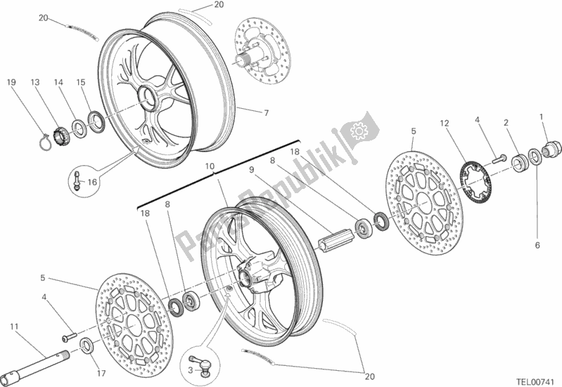 All parts for the Wheels of the Ducati Multistrada 1200 S Pikes Peak USA 2014